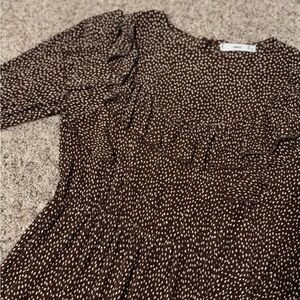Mango Chocolate Brown Dress with Cream Dots